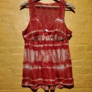 No Boundaries Tie-Dye & Lace Sleeveless Top